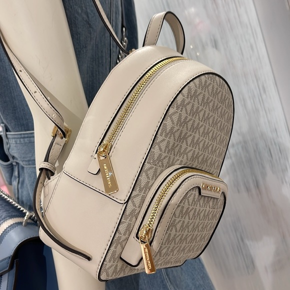 Michael Kors Ladies Backpack Bag Jaycee XS Conv Zip Backpack Light Cream Multi - Picture 14 of 16